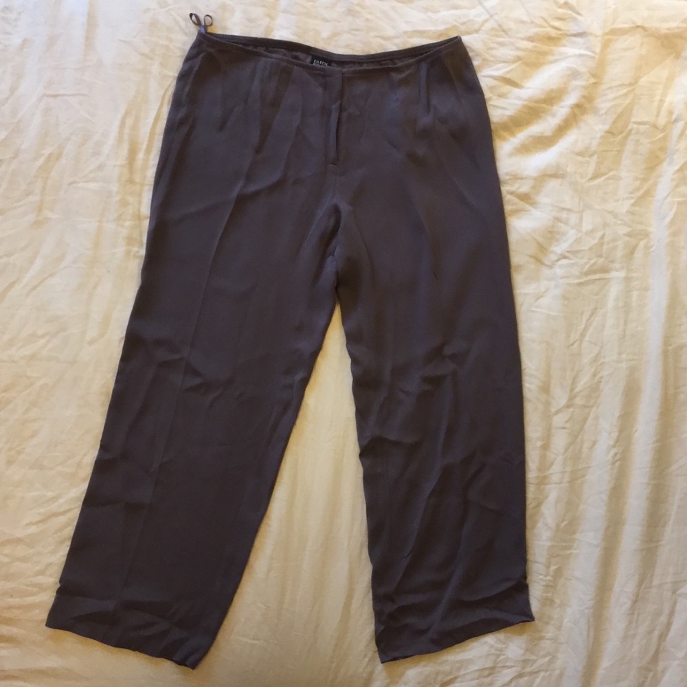 Eileen Fisher Silk Straight Leg Pants, Large